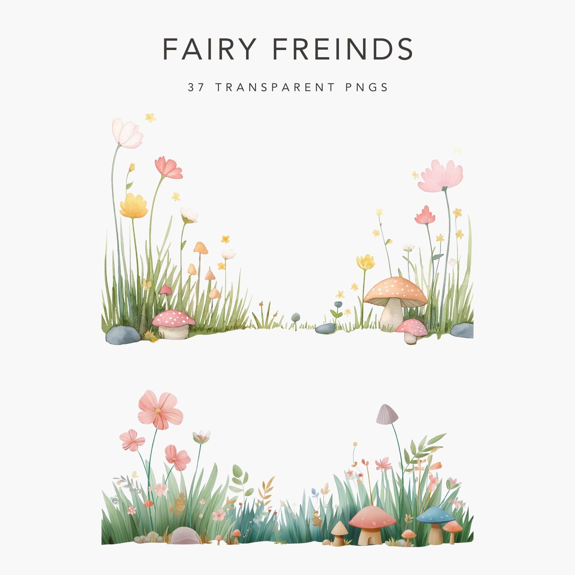 Pastel Fairy Clipart Set, Fantasy PNG, Woodland & Forest, Watercolor ...