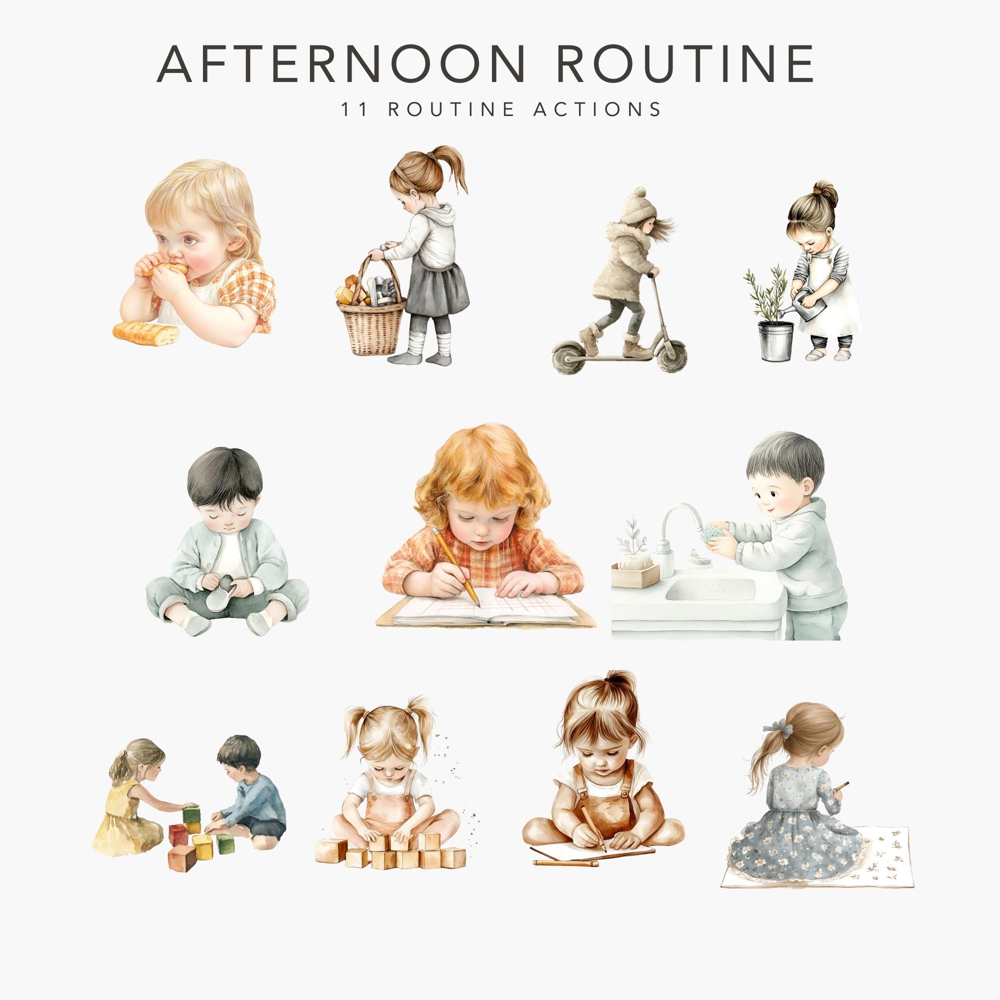 Watercolor Clipart Bundle: Kids Routine, Playtime Graphics (digital ...