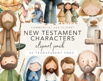 New Testament Characters Clipart Pack, Christian Watercolor Digital Download, Sunday School & Faith Printables