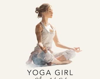 Chica de yoga / Ilustración de meditación relajante / Mindfulness PNG (Descarga digital)
