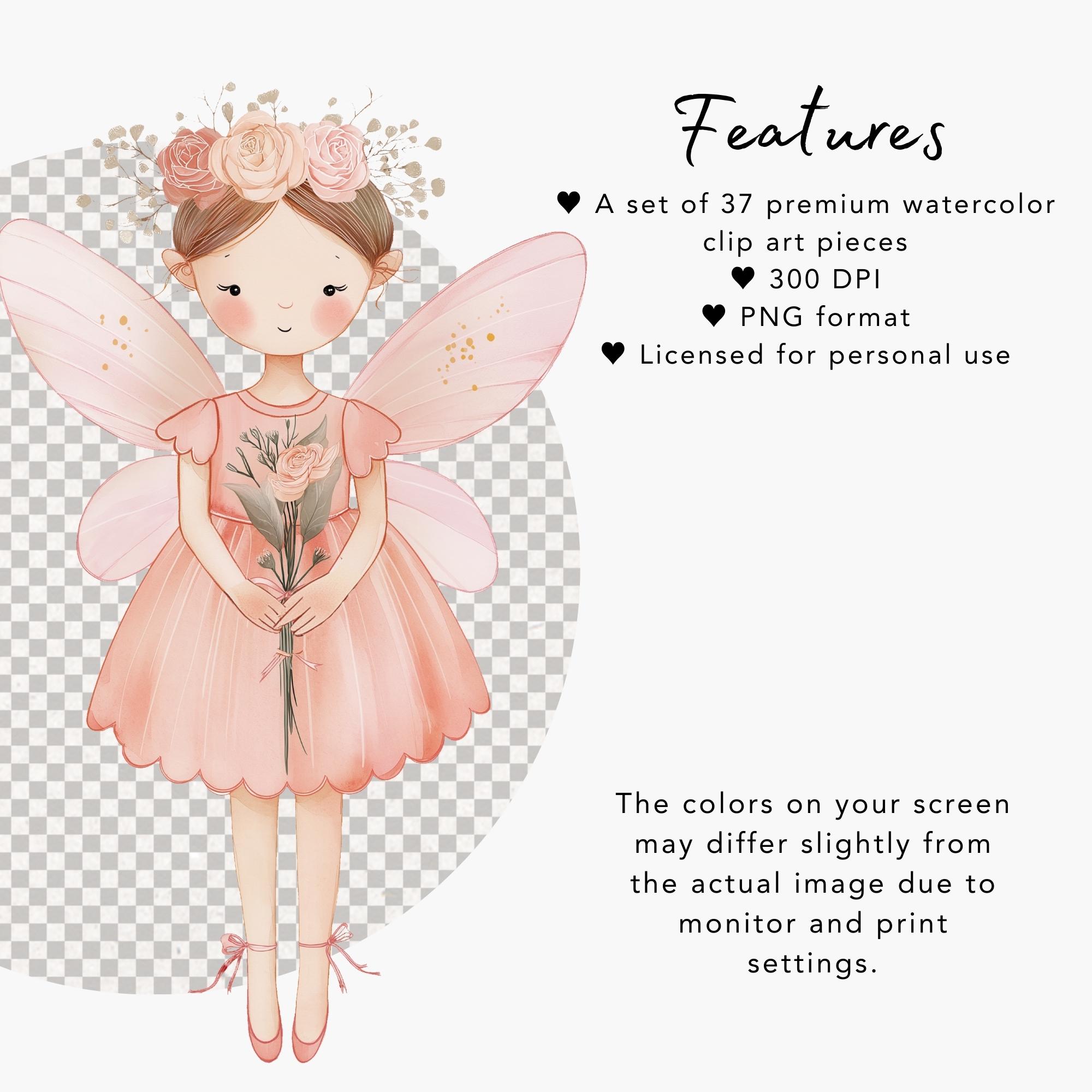 Pastel Fairy Clipart Set, Fantasy PNG, Woodland & Forest, Watercolor ...