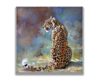 Leopard Painting | Handmade Acrylic on Canvas | Wildlife Wall Art | Modern Home Décor | 36 x 48 Inches