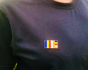 Buddhist Flag Lapel Pin Badge | Spiritual Chest Emblem (3cm x 2cm)