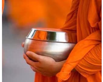 Monk Alms Bowl | Stainless Steel Begging Bowl with Carry Bag | Buddhist Gift | Spiritual Decor