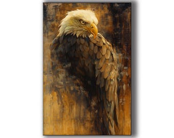 Eagle Painting | Original Acrylic on Canvas | Wildlife  | Symbol of Freedom | Rustic Nature Décor  24 x 48 Inches