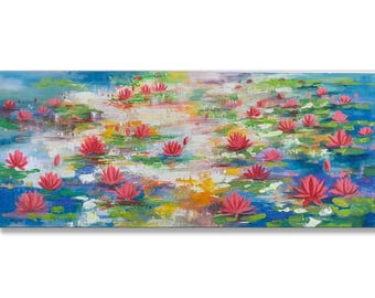 The Lake Painting | Hand-Painted Acrylic on Canvas | Landscape Wall Art | Handmade Décor