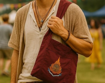 Monk Shoulder Bag | Handcrafted |  Buddhist Shaolin |  Zen, Boho & Yoga | Meditation Embroidered Bag