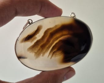 Colgante de ágata escénica hecho a mano, joyería de piedras preciosas naturales