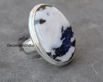 Handmade White Buffalo Turquoise Ring, Oval Sterling Silver Statement Ring