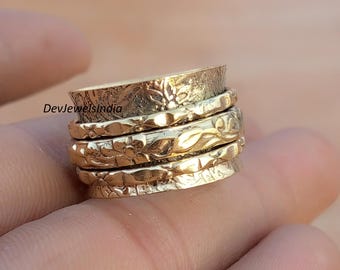 Messing draaibare ring, boho ring, meditatie sieraden, handgemaakt ontwerp