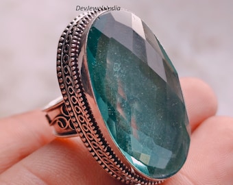 Statement Aquamarine Ring, 925 Sterling Silver, Oval Gemstone, Statement Jewelry