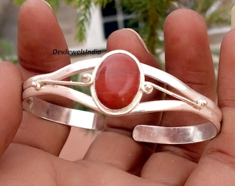 Bracelet jonc fait main en jaspe rouge précieux, idéal pour les femmes, cadeau de Noël de créateur, ravissant bracelet de soirée.