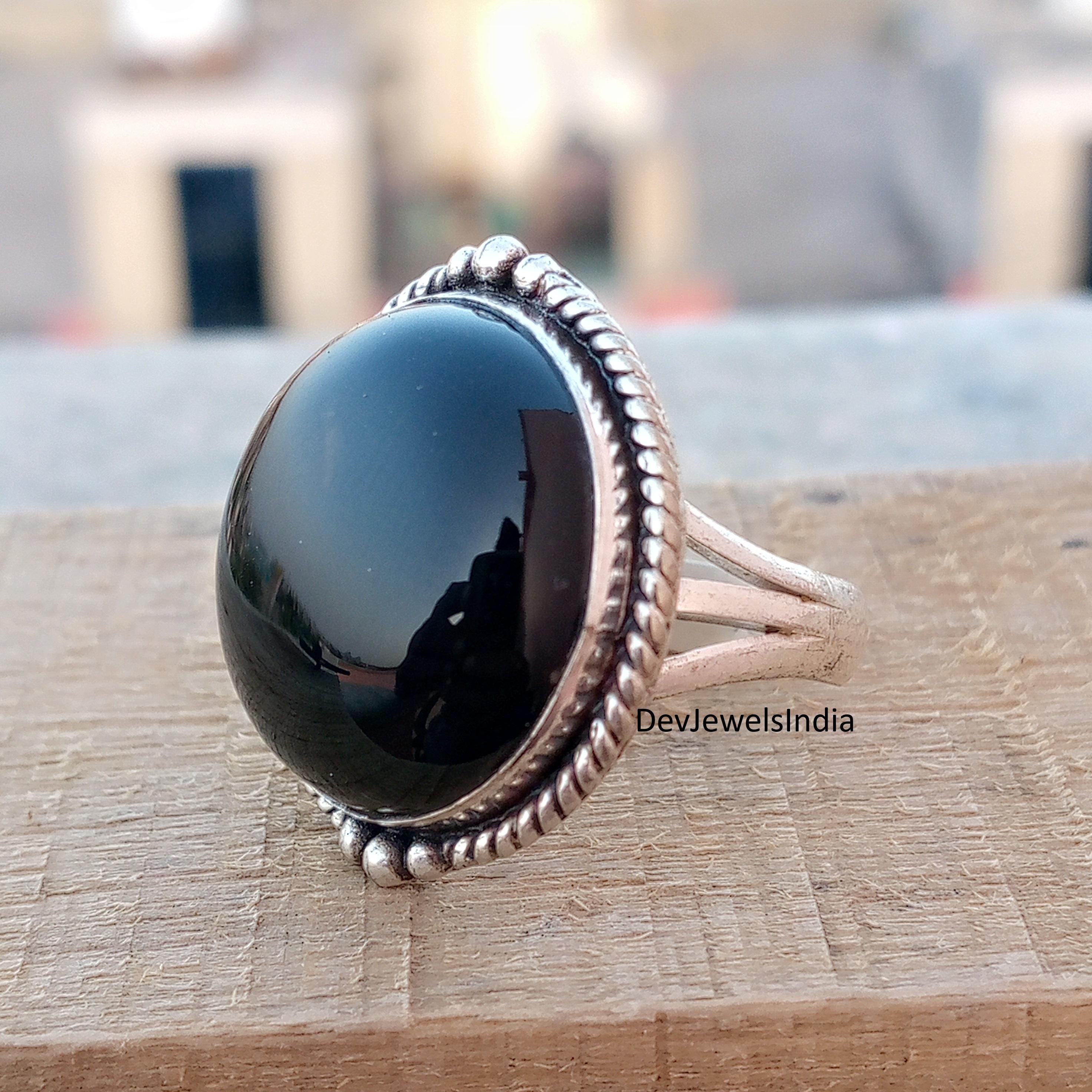 Black Onyx Vintage Indian Rings - Etsy