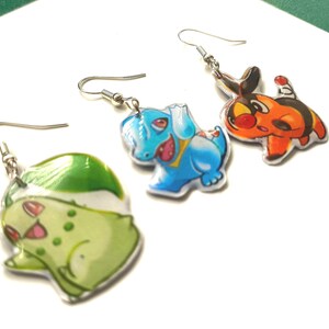 Pokemon Totodile Chikorita Tepig Earrings Handmade Resin Earrings | Mega Evolution | Cozy | Anime | Cute | kawaii