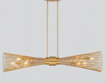 Luxury Modern Gold Hourglass Chandelier – Contemporary Ceiling Light Fixture for Dining & Living Spaces