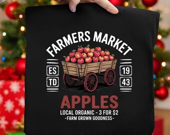 Farmers Market Apple Wagon PNG - Vintage Farmhouse Sublimation Design - Retro Fall Clipart for T-Shirt - Rustic Farm Fresh Digital Download