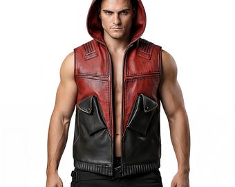 Colete do Capuz Vermelho feito à mão, fantasia de cosplay de Jason Todd Arkham Knight para homens.