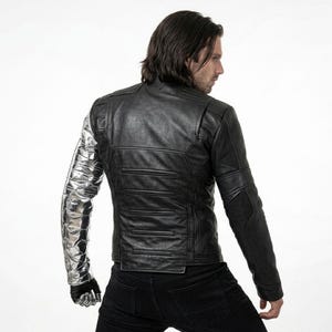 winter soldier cosplay, bucky barnes jacket, marvel cosplay, captain america, silver arm jacket, movie cosplay, tactical jacket men, comic con costume,, halloween superhero, sebastian stan, metal arm costume, MCU Cosplay, Vibranium Arm, comic con cosplay, superhero costume, avengers cosplay, captain America, cosplay jacket, superhero costume, bucky barnes costume, bucky jacket, silver sleeve jacket, Winter Soldier Costumes, Winter Soldier Outfit, Winter Soldier Bucky Barnes Jacket, falcon winter