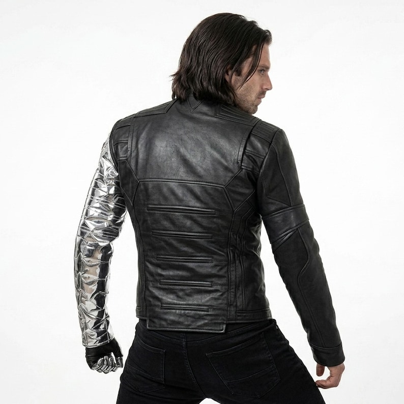 winter soldier cosplay, bucky barnes jacket, marvel cosplay, captain america, silver arm jacket, movie cosplay, tactical jacket men, comic con costume,, halloween superhero, sebastian stan, metal arm costume, MCU Cosplay, Vibranium Arm, comic con cosplay, superhero costume, avengers cosplay, captain America, cosplay jacket, superhero costume, bucky barnes costume, bucky jacket, silver sleeve jacket, Winter Soldier Costumes, Winter Soldier Outfit, Winter Soldier Bucky Barnes Jacket, falcon winter