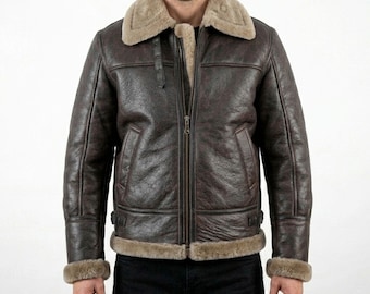 Handmade Resident Evil 4 Leon Kennedy Jacket, RE4 Leon S Kennedy Cosplay Costume, Brown Shearling B3 Bomber Leather Coat