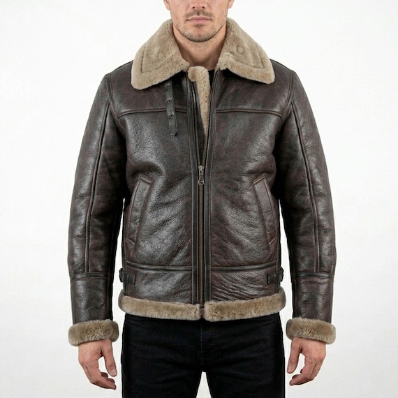 Handmade Resident Evil 4 Leon Kennedy Jacket, RE4 Leon S Kennedy Cosplay Costume, Brown Shearling B3 Bomber Leather Coat