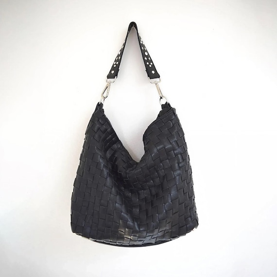 Beth Dutton Purse, Black Leather Hobo Bag, Woven Leather Purse, Black Leather Handbag, Woven Leather tote bag, Woven Leather handbag