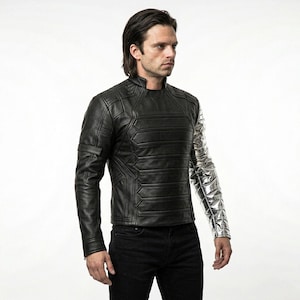 winter soldier cosplay, bucky barnes jacket, marvel cosplay, captain america, silver arm jacket, movie cosplay, tactical jacket men, comic con costume,, halloween superhero, sebastian stan, metal arm costume, MCU Cosplay, Vibranium Arm, comic con cosplay, superhero costume, avengers cosplay, captain America, cosplay jacket, superhero costume, bucky barnes costume, bucky jacket, silver sleeve jacket, Winter Soldier Costumes, Winter Soldier Outfit, Winter Soldier Bucky Barnes Jacket, falcon winter