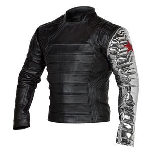 Winter Soldier Jacket, Bucky Barnes Cosplay Leather Jacket, Handmade Captain America Superhero Costume