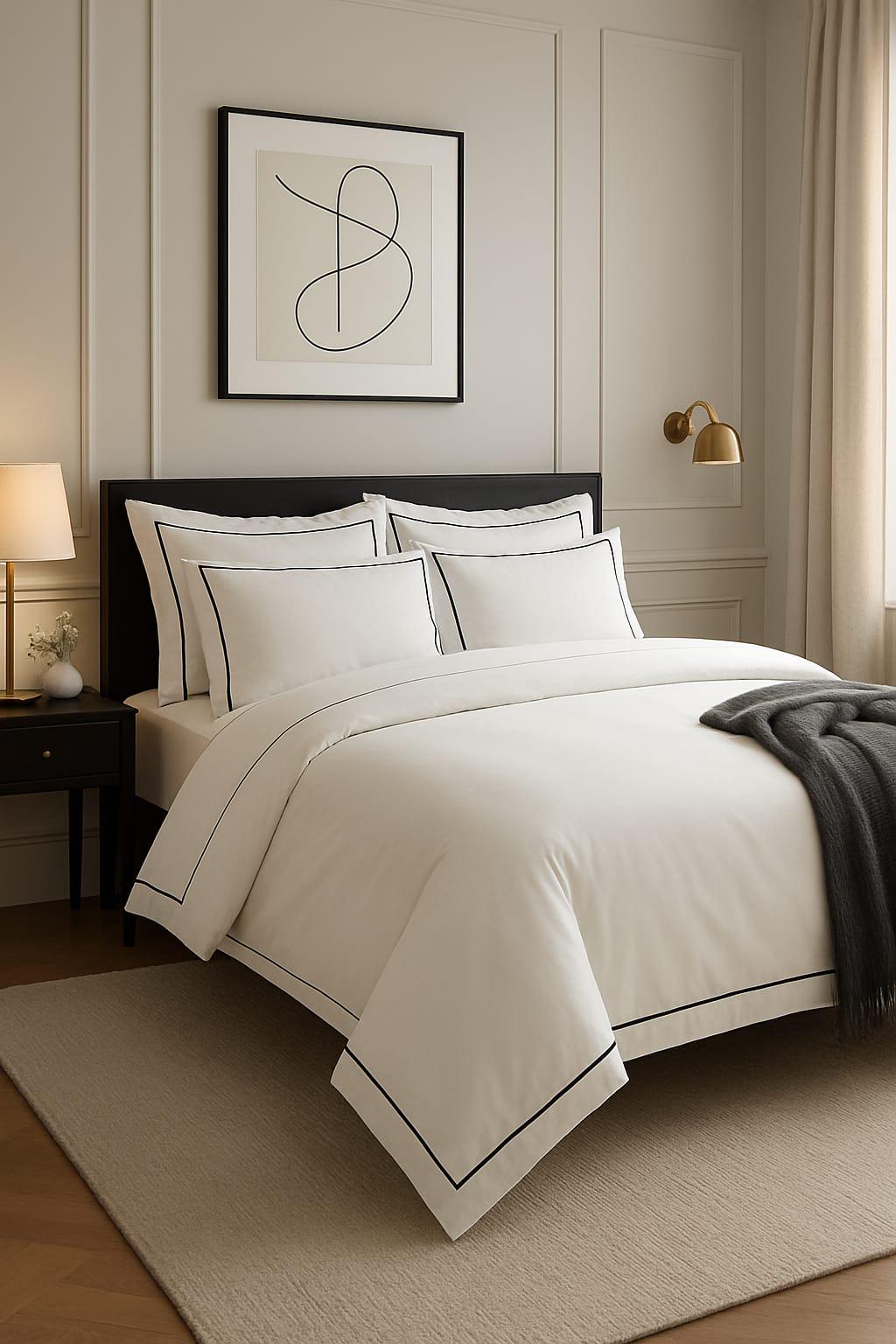 Pureflaxlinen Elegant Edge Border Duvet Cover Set – Personalized Luxury ...
