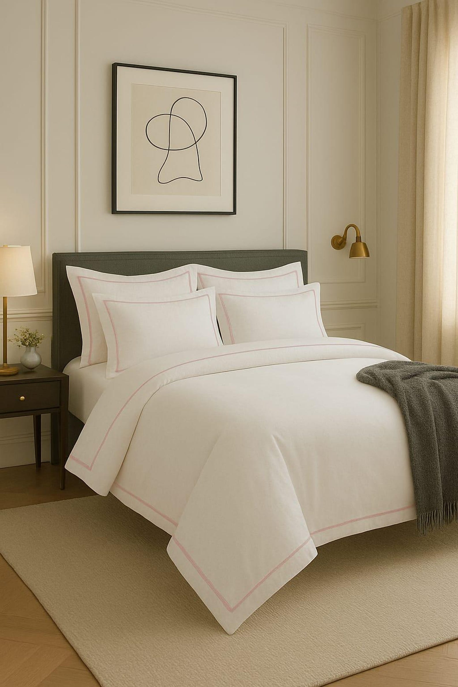 Pureflaxlinen Elegant Edge Border Duvet Cover Set – Personalized Luxury ...