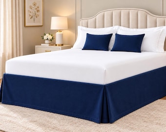 PureflaxLinen  1 Piece Tailored look velvet Bed Skirt 3 Sided