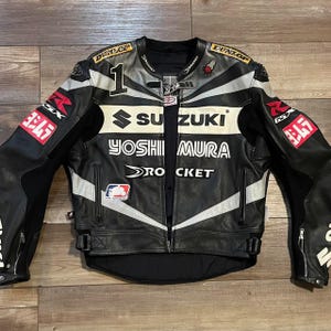 Suzuki Yoshimura Racing Leather Jacket | Men’s Motorcycle Biker Gear | GSX-R Rocket Armored Riding Jacket