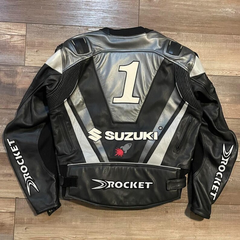 Suzuki Yoshimura Racing Leather Jacket | Men’s Motorcycle Biker Gear | GSX-R Rocket Armored Riding Jacket