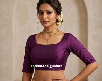 Designer Purple Readymade Saree Blouse | Traditional Silk Wedding Blouse Top