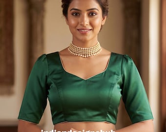 Designer Green Readymade Saree Blouse | Traditional Silk Wedding Blouse Top