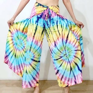 Handmade Tie Dye Palazzo Pants: Boho Hippie Festival Trousers