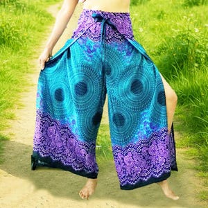 Thai Rayon Wide Leg Palazzo Pants: Boho Hippie Style