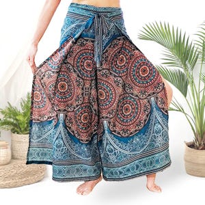 Thai Rayon Wide Leg Palazzo Pants: Boho Hippie Style