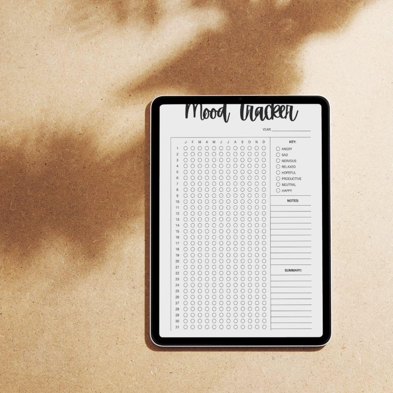 Mood Tracker Printable, Printable Journal Tracker, Bullet Journal Page ...