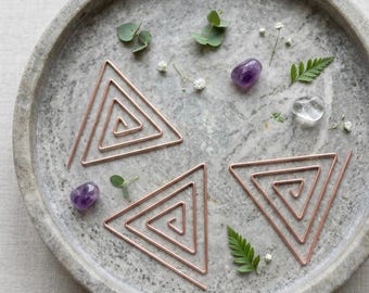 Set 3 Stück KUPFER DREIECKSSPIRALEN 8 cm – Handgefertigt Vastu-Energiemodul für Raumharmonie, Kupfer Spirale Pyramana369Works