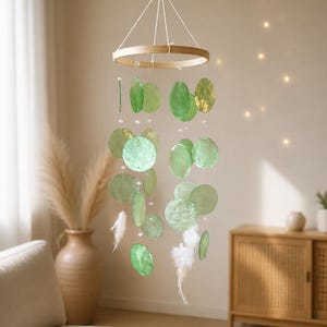Wind chime EMERALD BLISS – Handmade mobile for children's rooms and fairytale living spaces in various shades of green