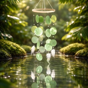 Carillon éolien EMERALD BLISS – Mobile artisanal pour chambres d'enfants et espaces de vie féeriques, disponible en différentes nuances de vert.