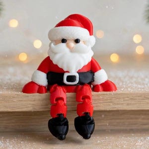 Father Christmas Santa Figurine | Articulated Christmas Shelf Computer Monitor Sitter