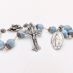 The Miraculous Medal & Aqua Marine Unbreakable single Decade Rosary image 4