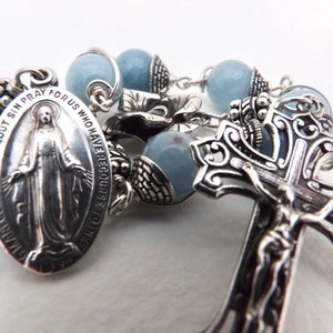 The Miraculous Medal & Aqua Marine Unbreakable single Decade Rosary image 1