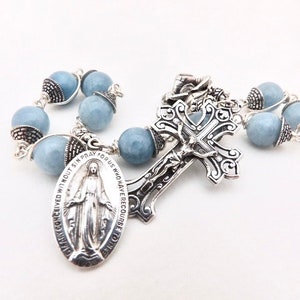 The Miraculous Medal & Aqua Marine Unbreakable single Decade Rosary image 3