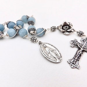 The Miraculous Medal & Aqua Marine Unbreakable single Decade Rosary image 2