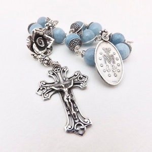 The Miraculous Medal & Aqua Marine Unbreakable single Decade Rosary image 6