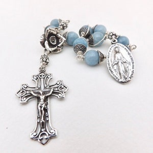 The Miraculous Medal & Aqua Marine Unbreakable single Decade Rosary image 5