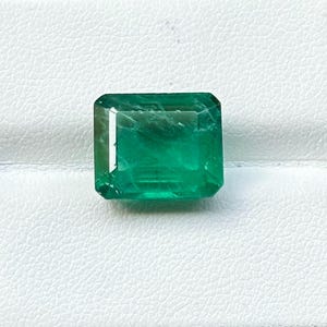 Emerald Zambian shade 12x10mm | Rectangle loose gem | Jewelry making stone | Antique style setting | Unique precious present
